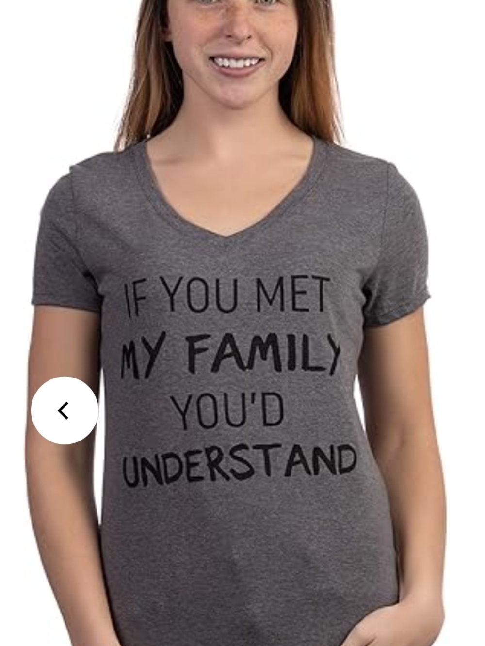 Womens T-shirt Short Sleeve V-neck If You Met My Family You'd Understand - Large